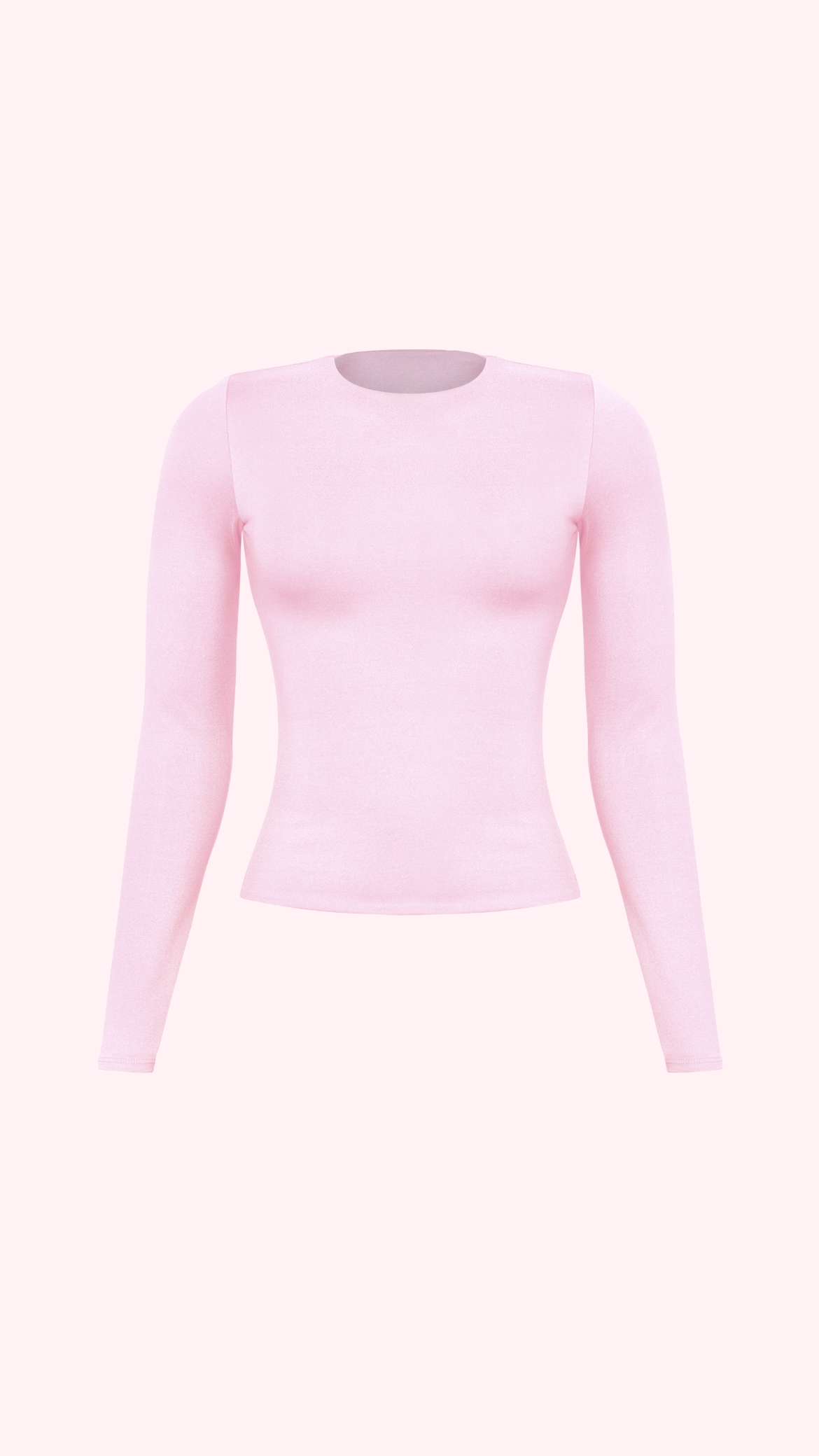 baby pink dual layered basic scoop long sleeve top