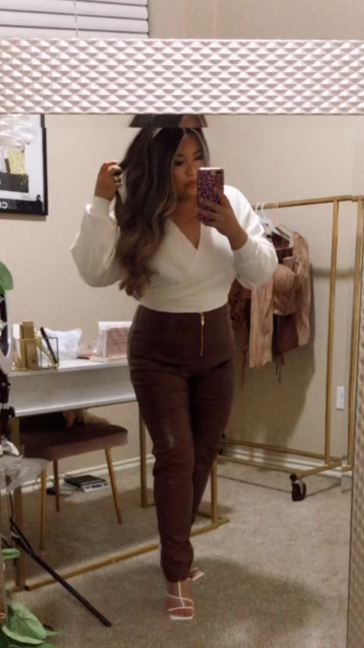 Brown Faux Leather Leggings